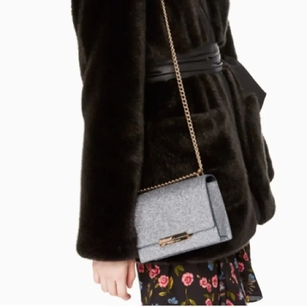 Kate Spade New York Burgess Court Grey Sparkle Chain Shoulder Crossbody Bag